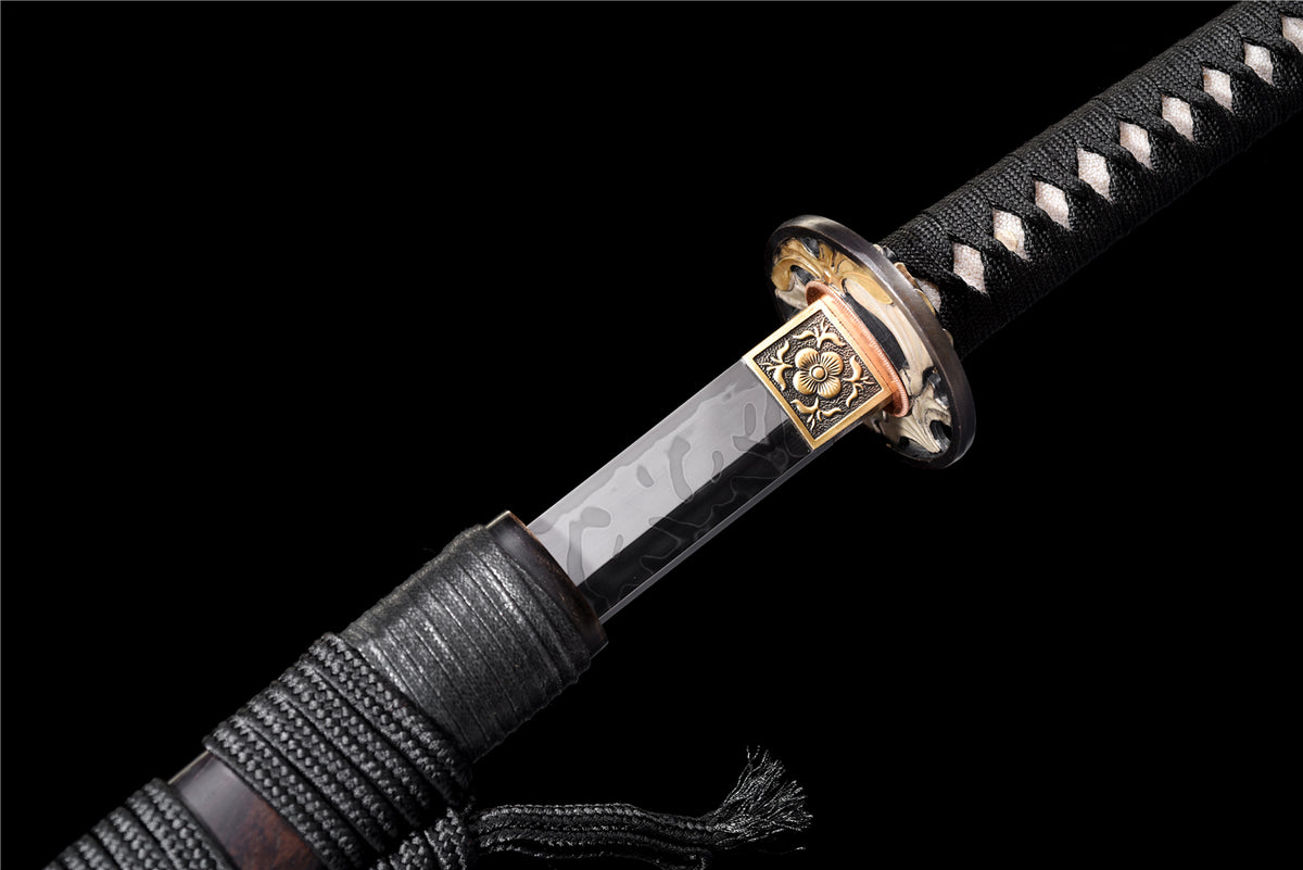 E-DNA Katana - Handgjort Samurajsvärd i T10-stål - Hitatsura Hamon
