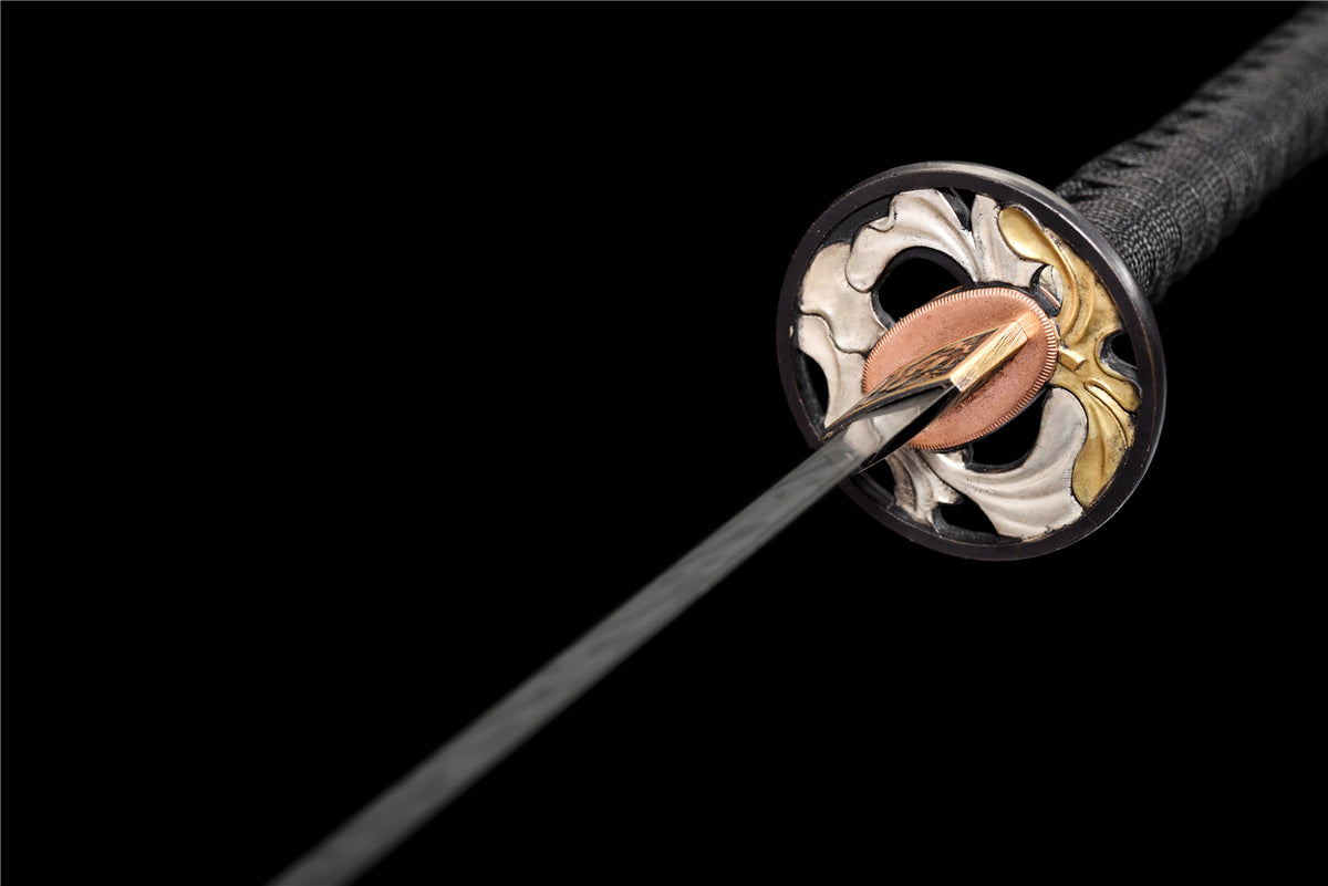 E-DNA Katana - Handgjort Samurajsvärd i T10-stål - Hitatsura Hamon