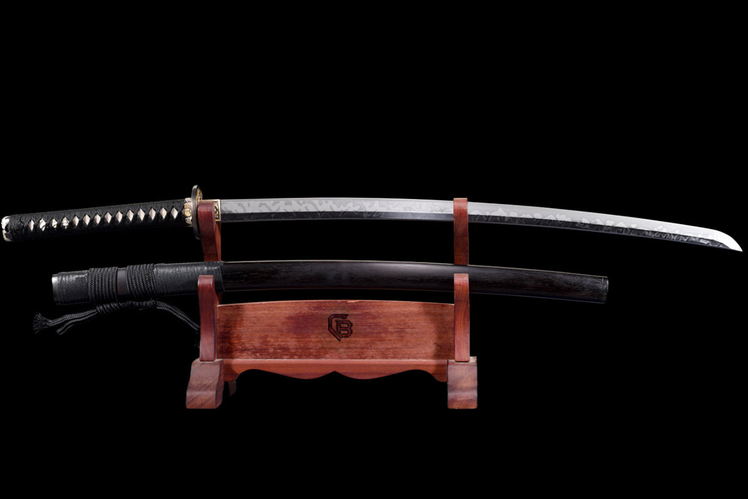 E-DNA Katana - Handgjort Samurajsvärd i T10-stål - Hitatsura Hamon