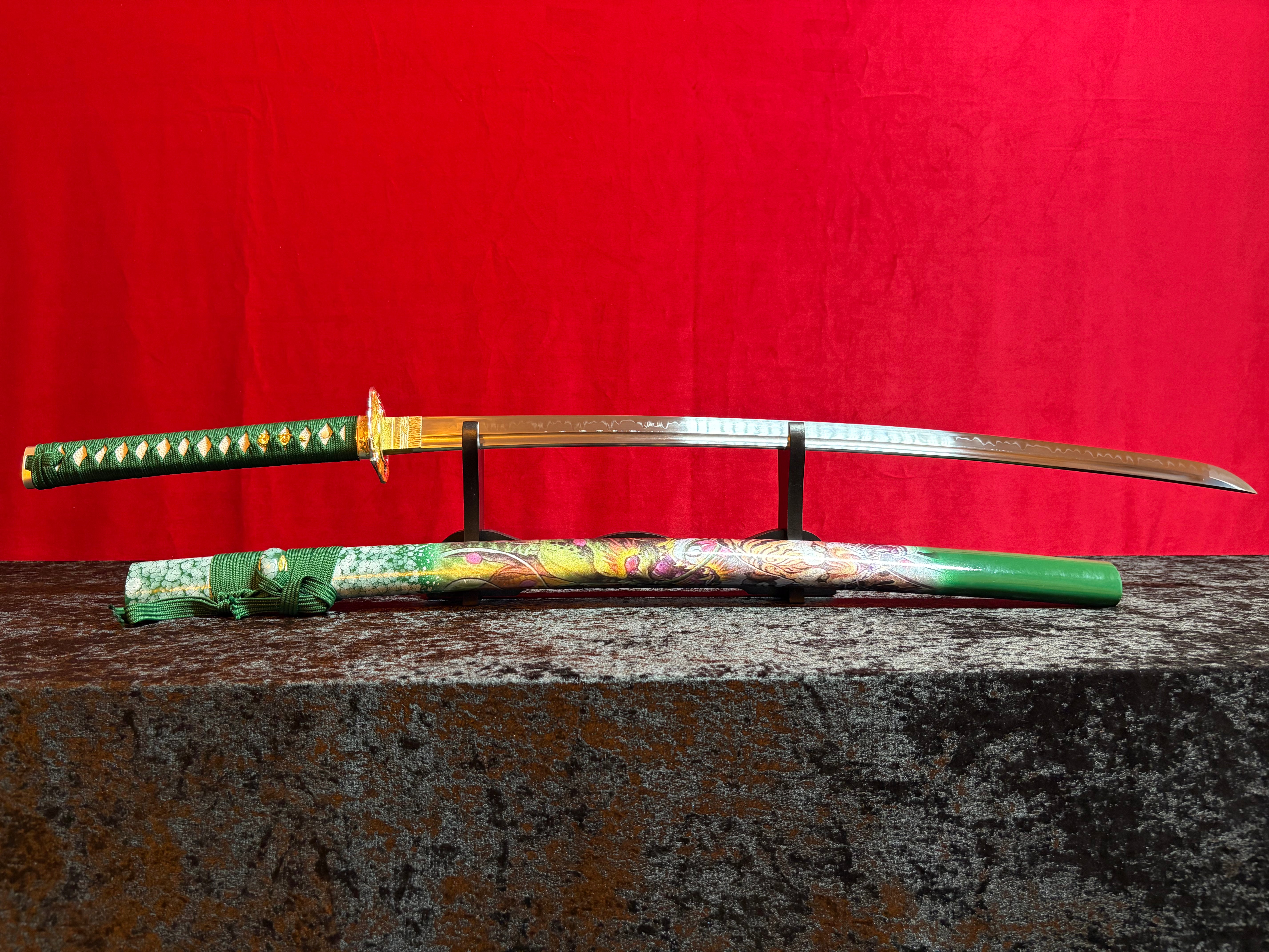 Green Tiger Katana - Handgjort Samurajsvärd i T10-stål