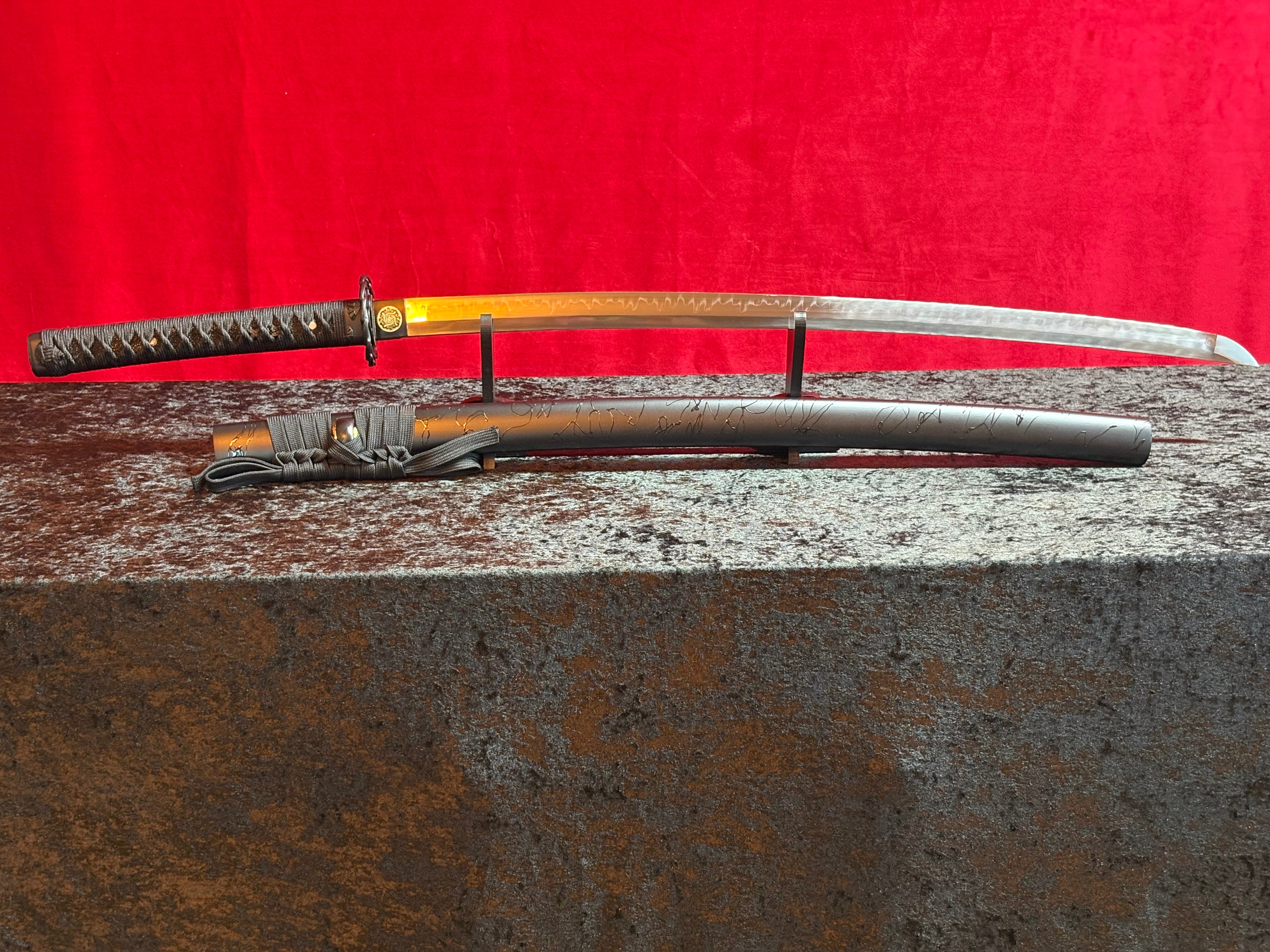 Obsidian Tempest Katana - Handmade Samurai Sword in T10 Steel