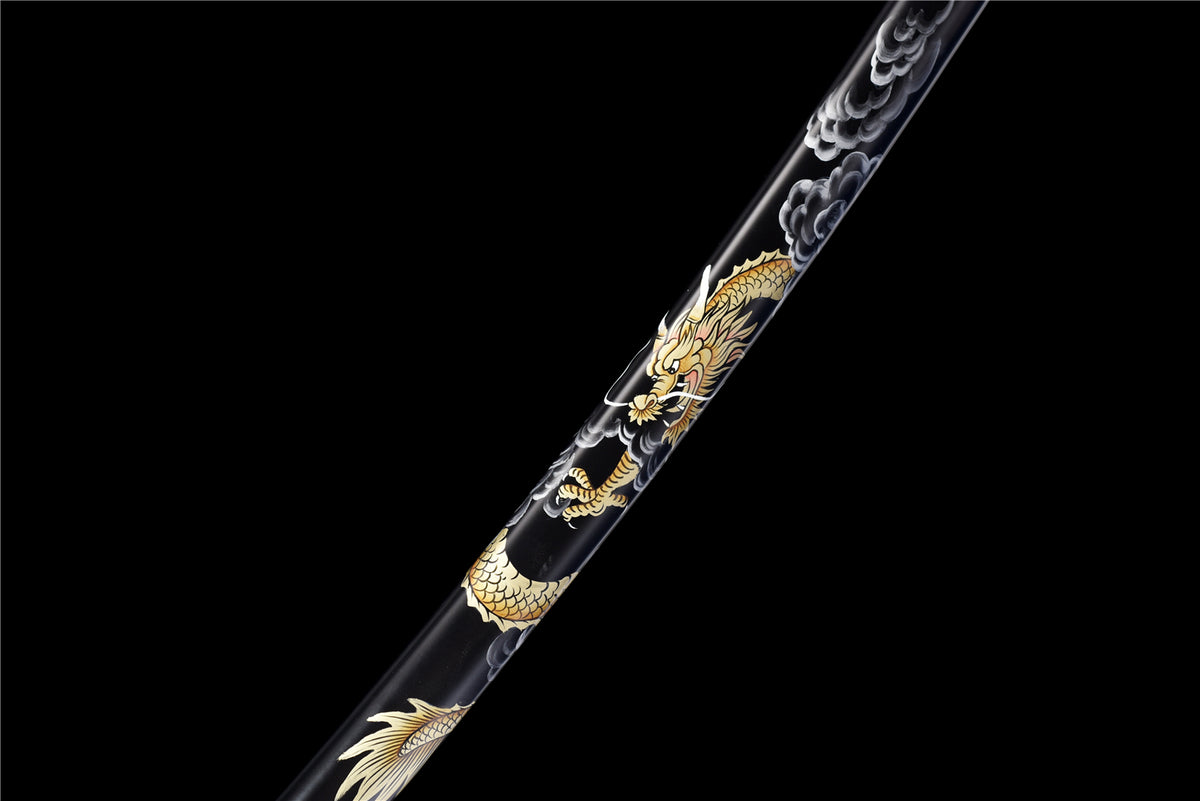 Black Scale Katana – Vikstål, Vågigt Hamon & Handmålad Saya