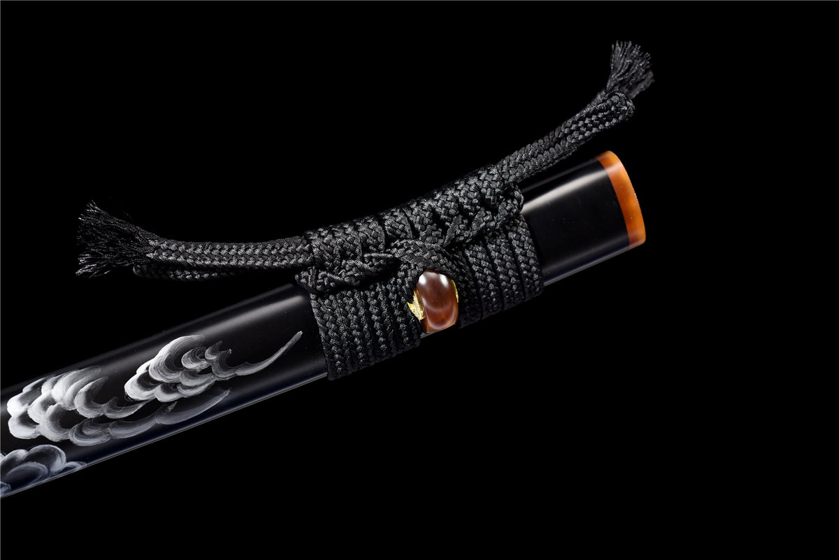 Black Scale Katana – Vikstål, Vågigt Hamon & Handmålad Saya