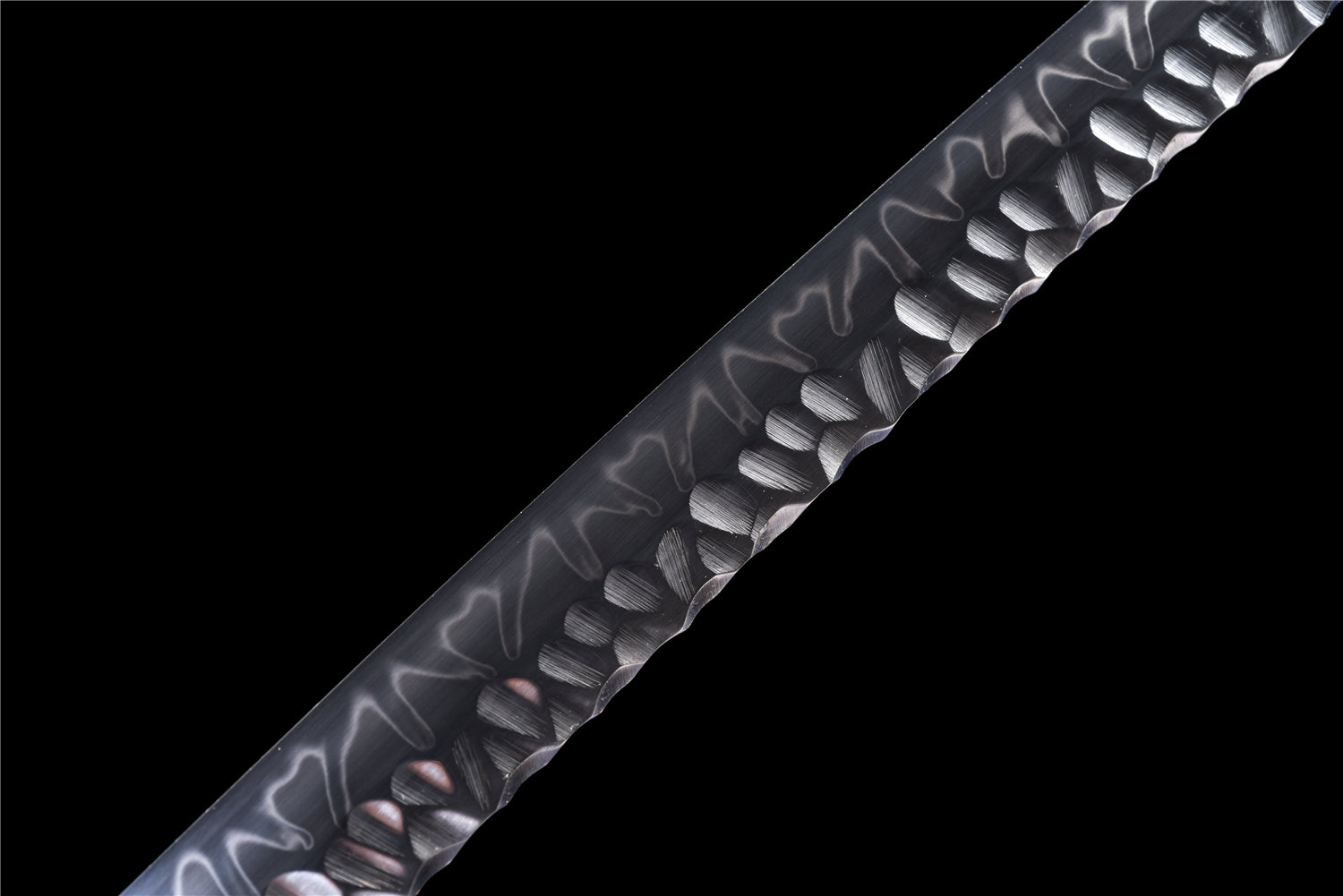 Black Static Katana - Handgjort Samurajsvärd i T10-stål - Stone Pattern