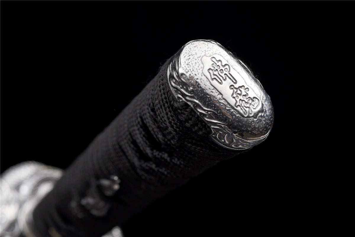 Black Static Katana - Handgjort Samurajsvärd i T10-stål - Stone Pattern