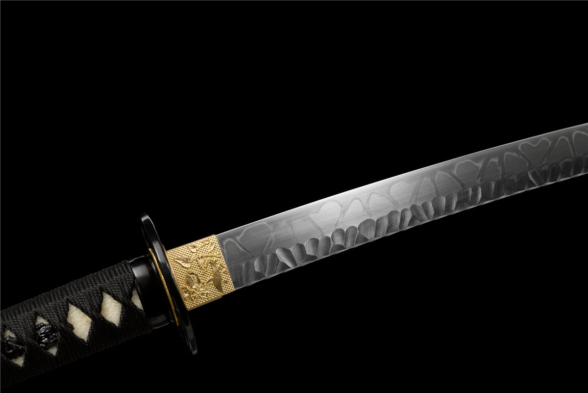 Black Water Katana - T10-stål med splash hamon & stone pattern