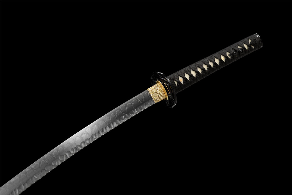 Black Water Katana - T10-stål med splash hamon & stone pattern