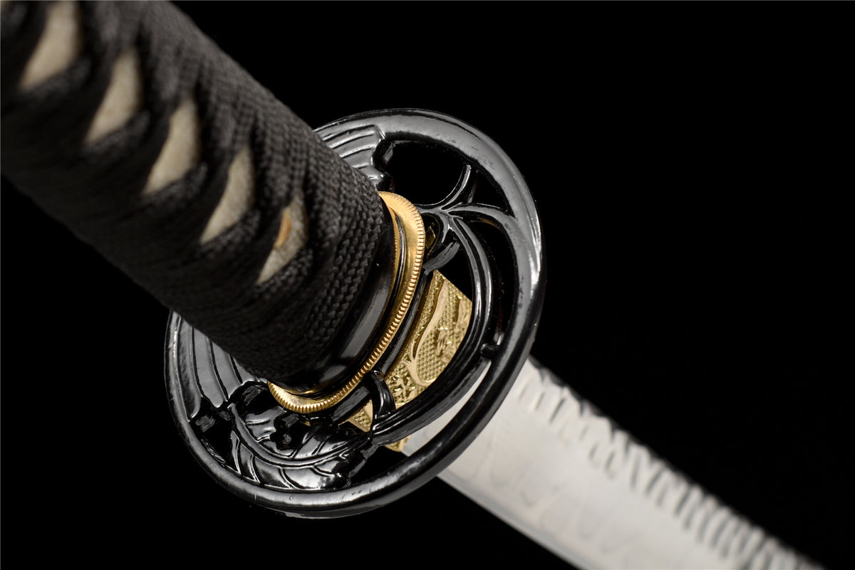 Black Water Katana - T10-stål med splash hamon & stone pattern