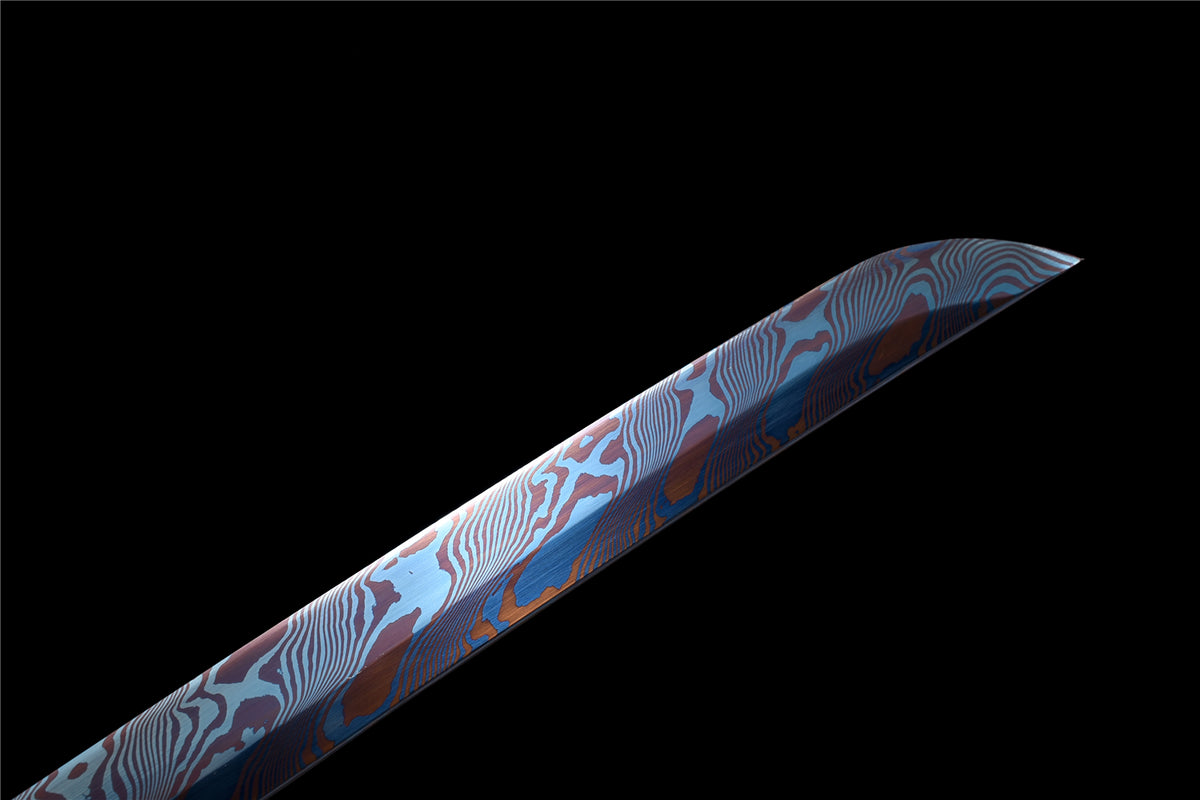 Cold Blood Katana – Blå & Röd Klinga I T10 Stål