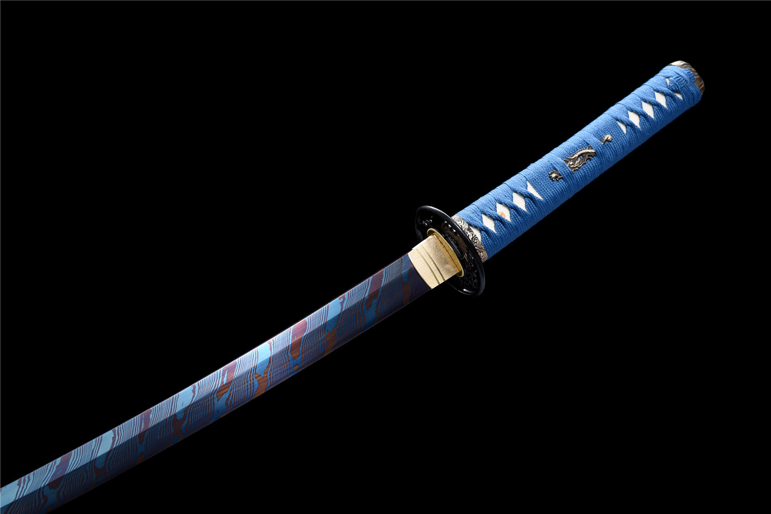 Cold Blood Katana – Blå & Röd Klinga I T10 Stål