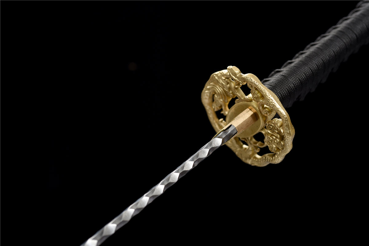 Dragon X Katana – Folded steel with stone pattern