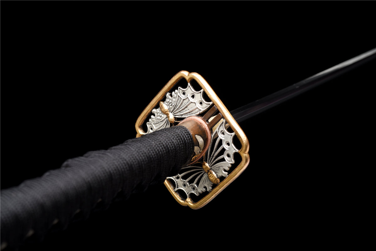 Dragonfly Katana – Handgjord katana med X-hamon & glittrande saya