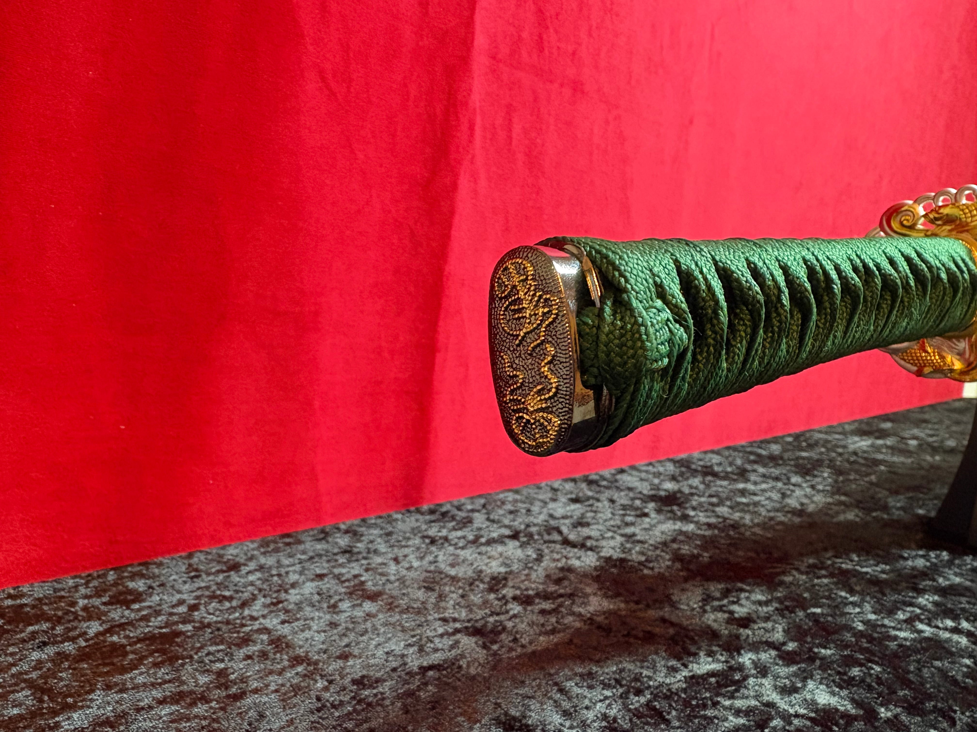 Green Vein Katana - Handmade Samurai Sword in T10 Steel with Hamon