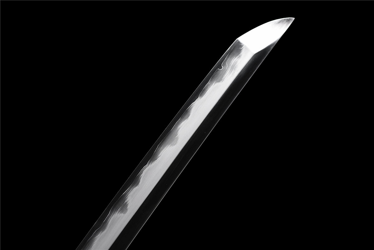 Hell Fire Katana – Sanmai Klinga - Vågig Hamon - Saya med Snäckskal