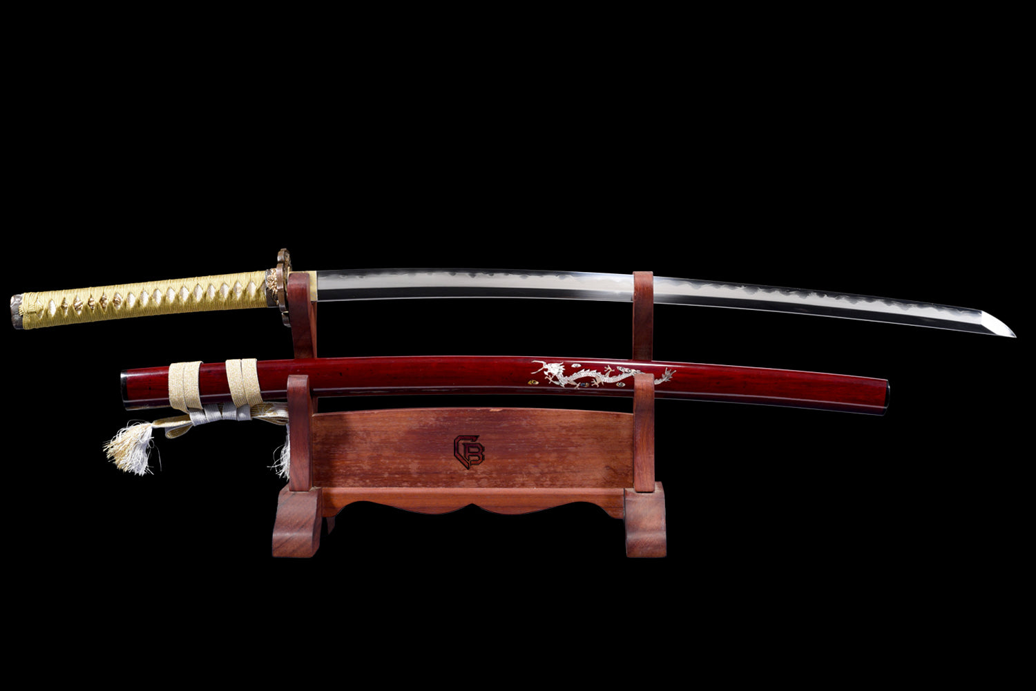 Hell Fire Katana – Sanmai Blade with Wavy Hamon - Saya with Sea Shells
