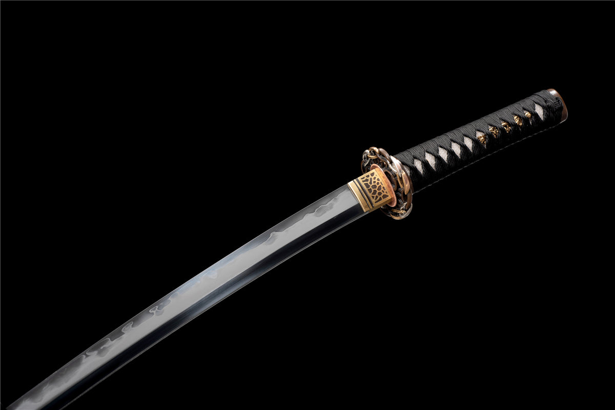 Hell Fire Wakizashi – Handgjord Sanmai med Hamon