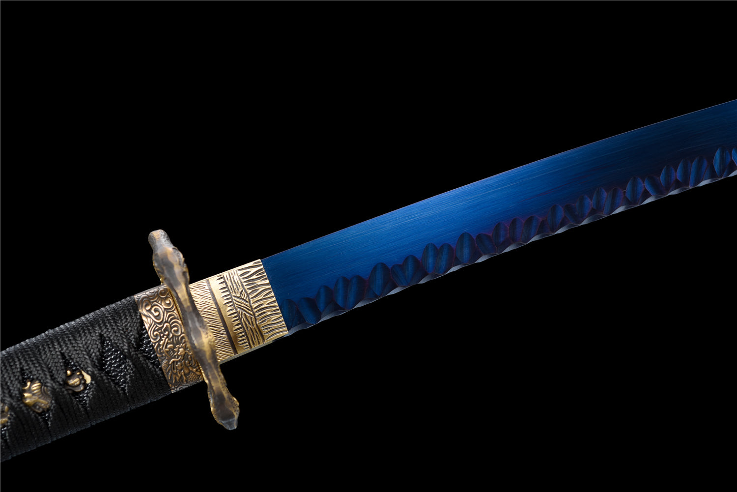 Hidden Gem Katana – Blå klinga T10 stål med sten mönster