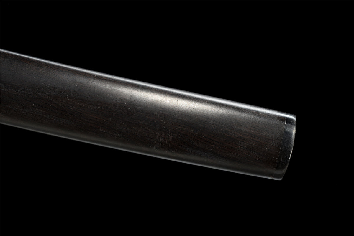 Obsidian Edge Katana – T10-stål med Hitatsura Hamon - Importerad Ebony Saya