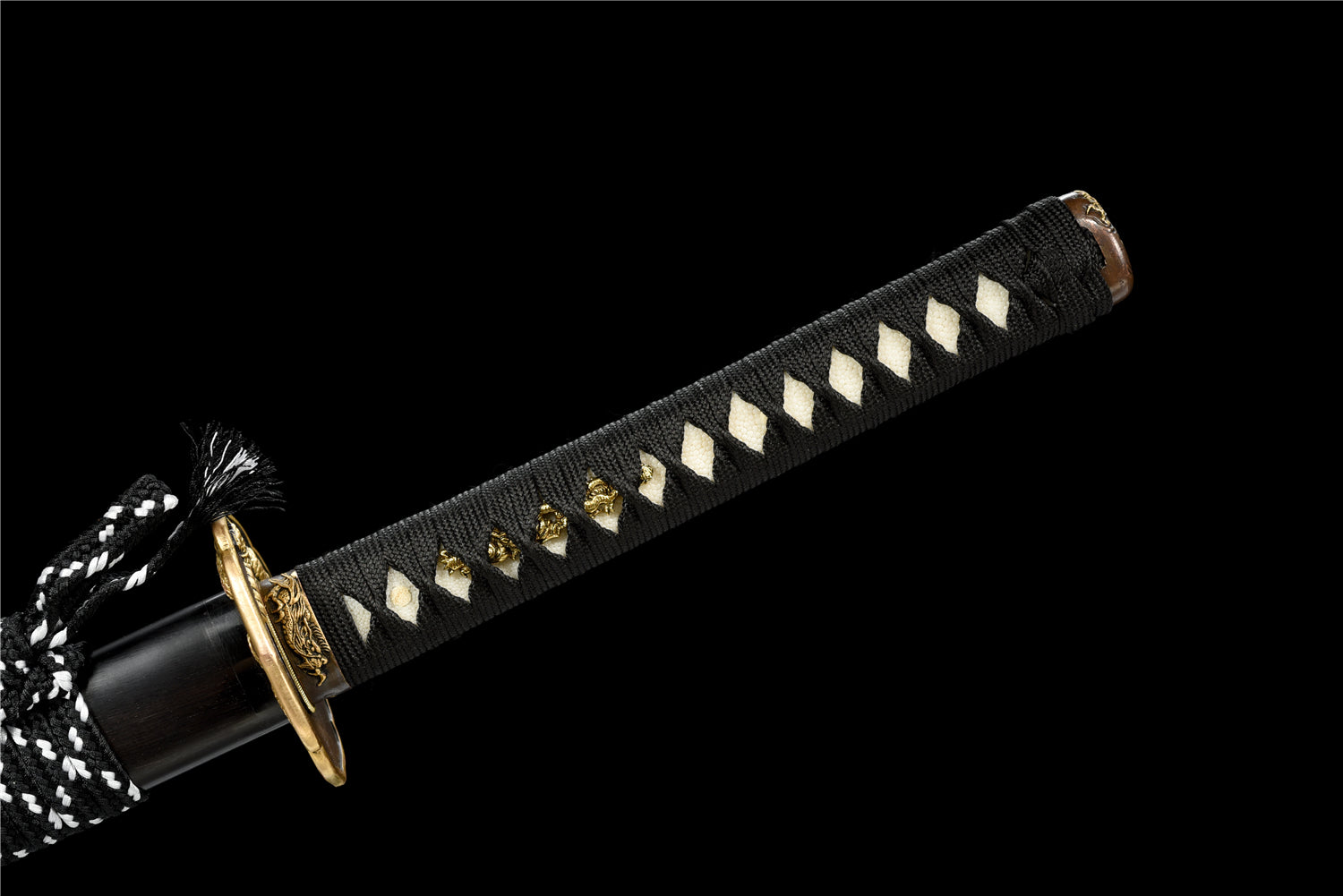 Obsidian Edge Katana – T10-stål med Hitatsura Hamon - Importerad Ebony Saya