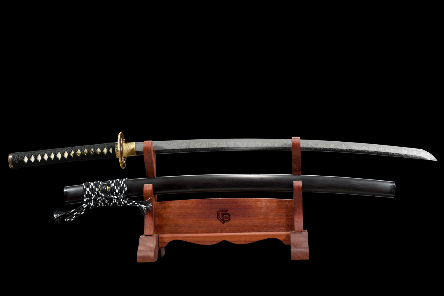 Obsidian Edge Katana – T10 Steel with Hitatsura Hamon - Imported Ebony Saya