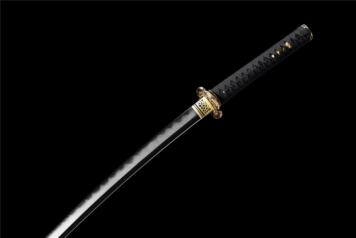Omocestus Viridulus Katana – Vikstål, Hamon & Handmålad Saya
