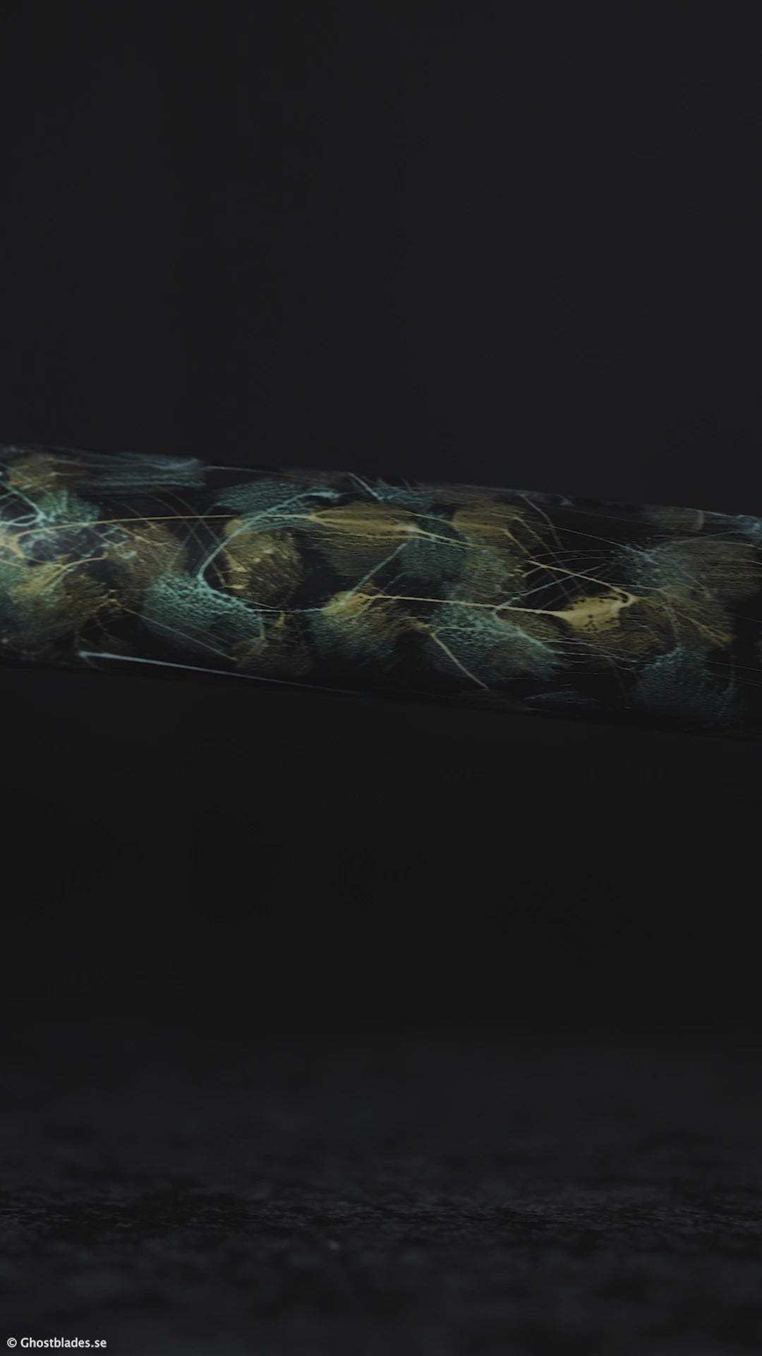 Cinematic showcase of the Yoru no Kumo Katana by Ghost Blades - handmade samurai sword in T10 steel with genuine hamon, black saya with silver web motifs and dark fittings inspired by the night and mystery.