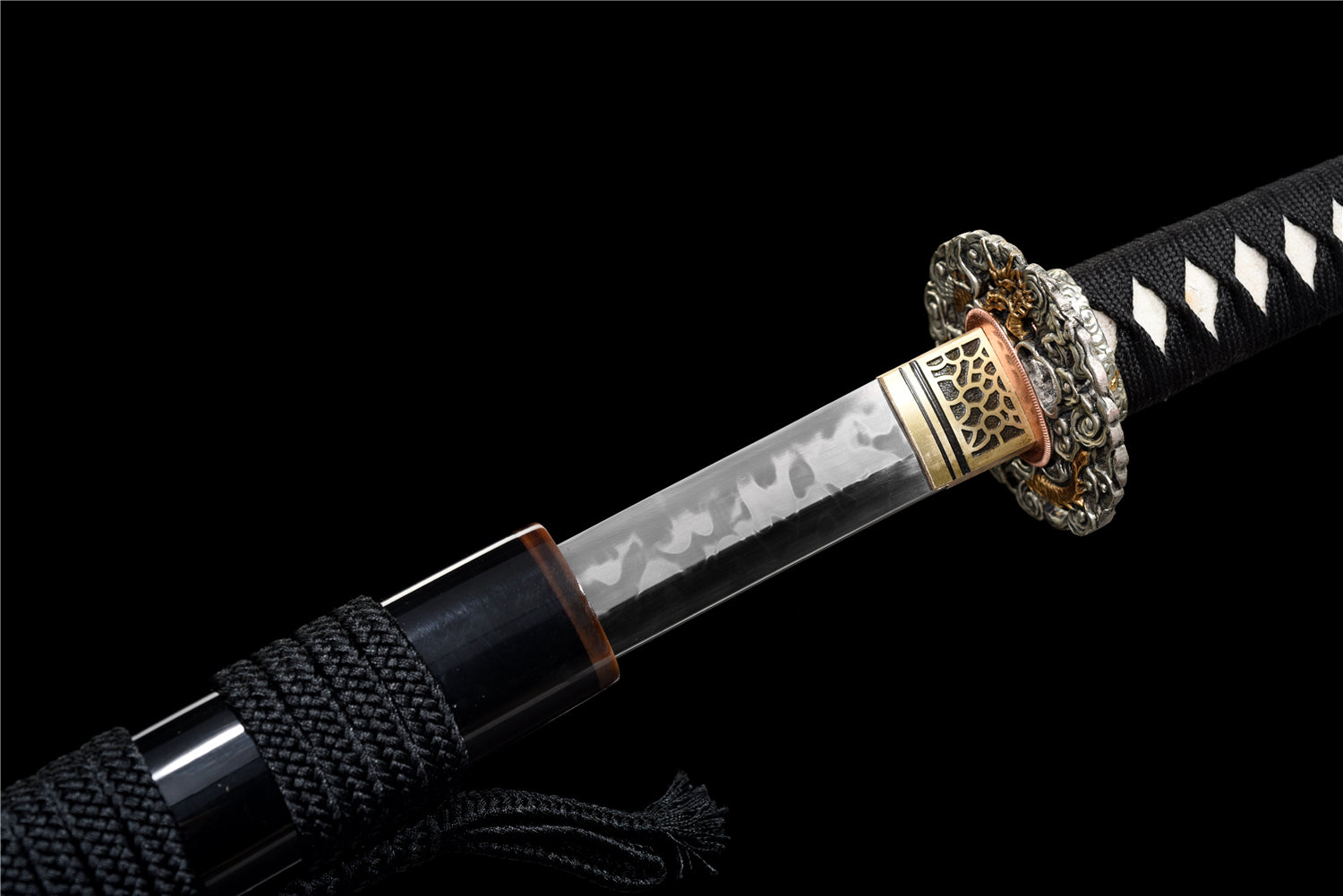VOID DRAKE Katana - Handgjort Samurajsvärd i T10-stål - Hitatsura Hamon