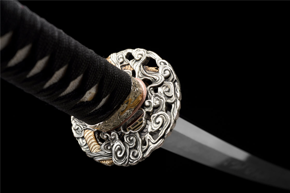 VOID DRAKE Katana - Handgjort Samurajsvärd i T10-stål - Hitatsura Hamon
