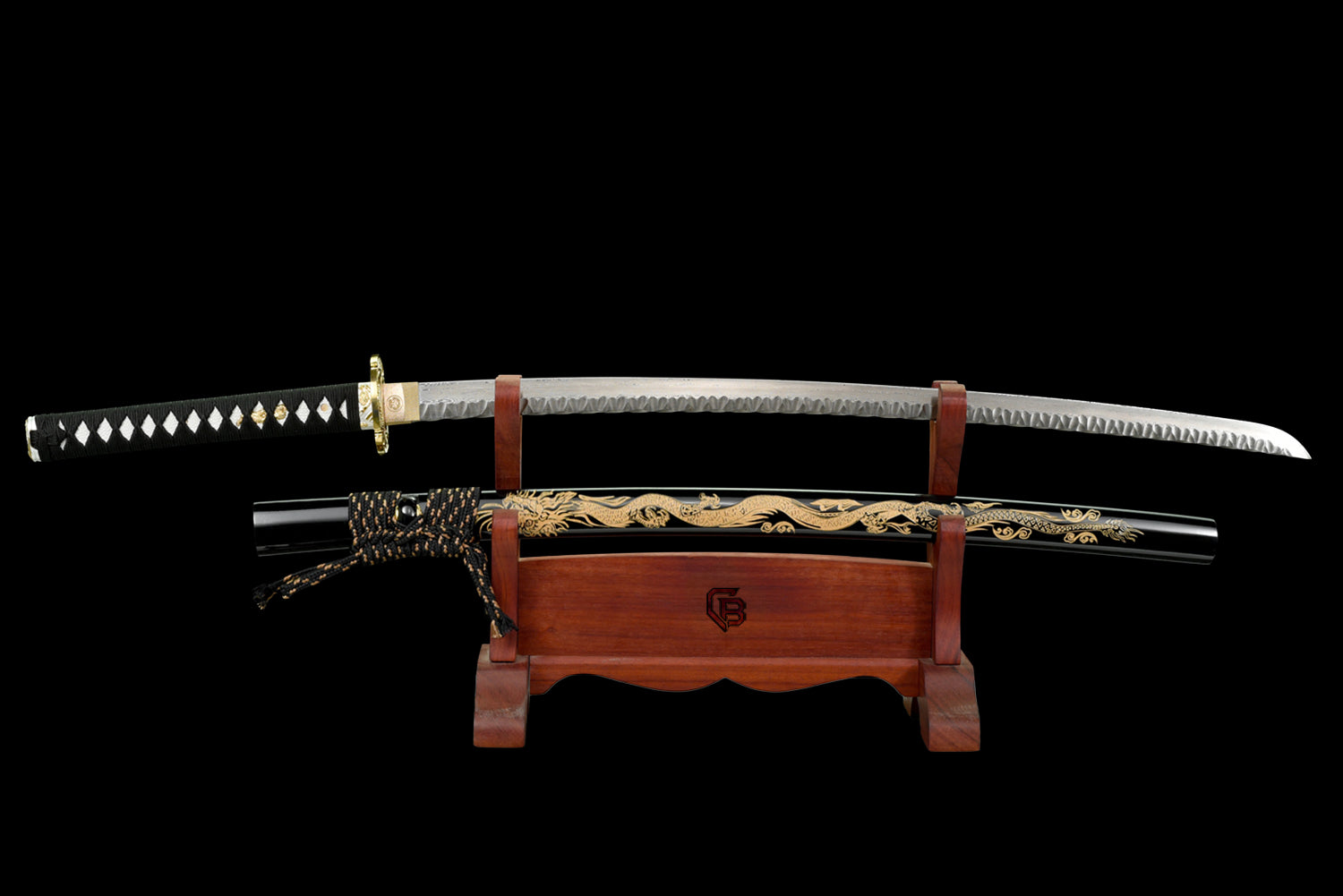 BLACKDRGN Katana – Folded Steel with stone pattern