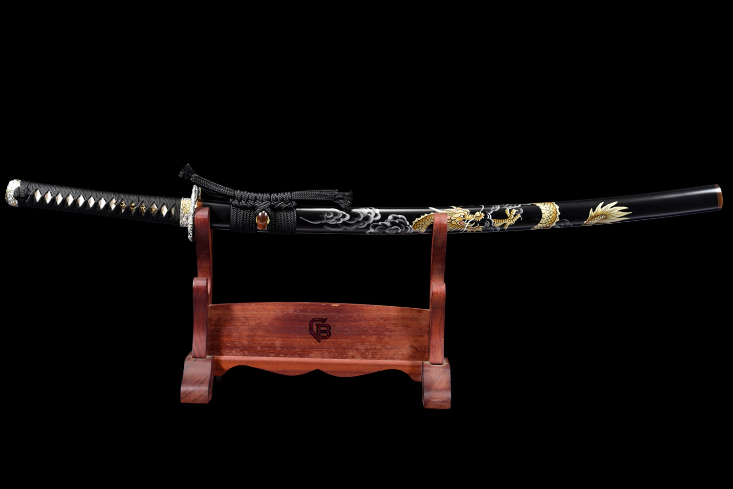 Black Scale Katana – Folded Steel, Wavy Hamon & Hand Painted Saya