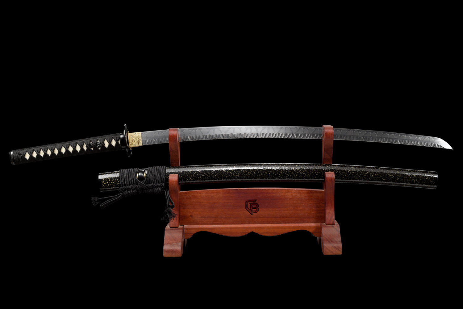 Black Water Katana - T10 steel with splash hamon & stone pattern
