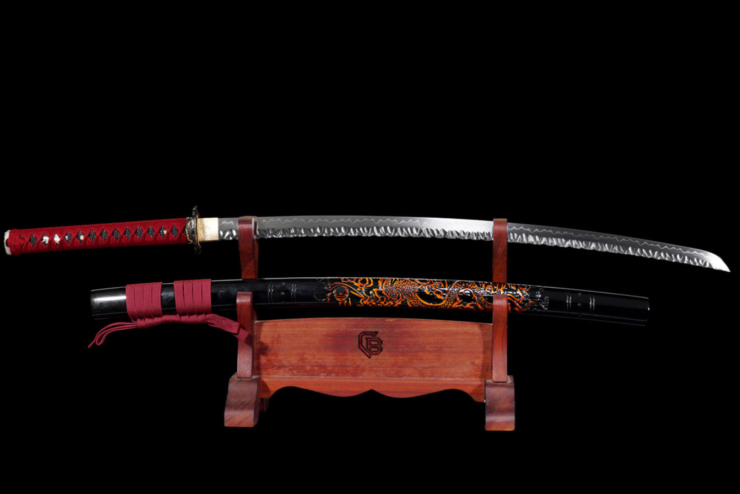 Code Red Katana - Handgjort Samurajsvärd i T10-stål - Sten Mönster