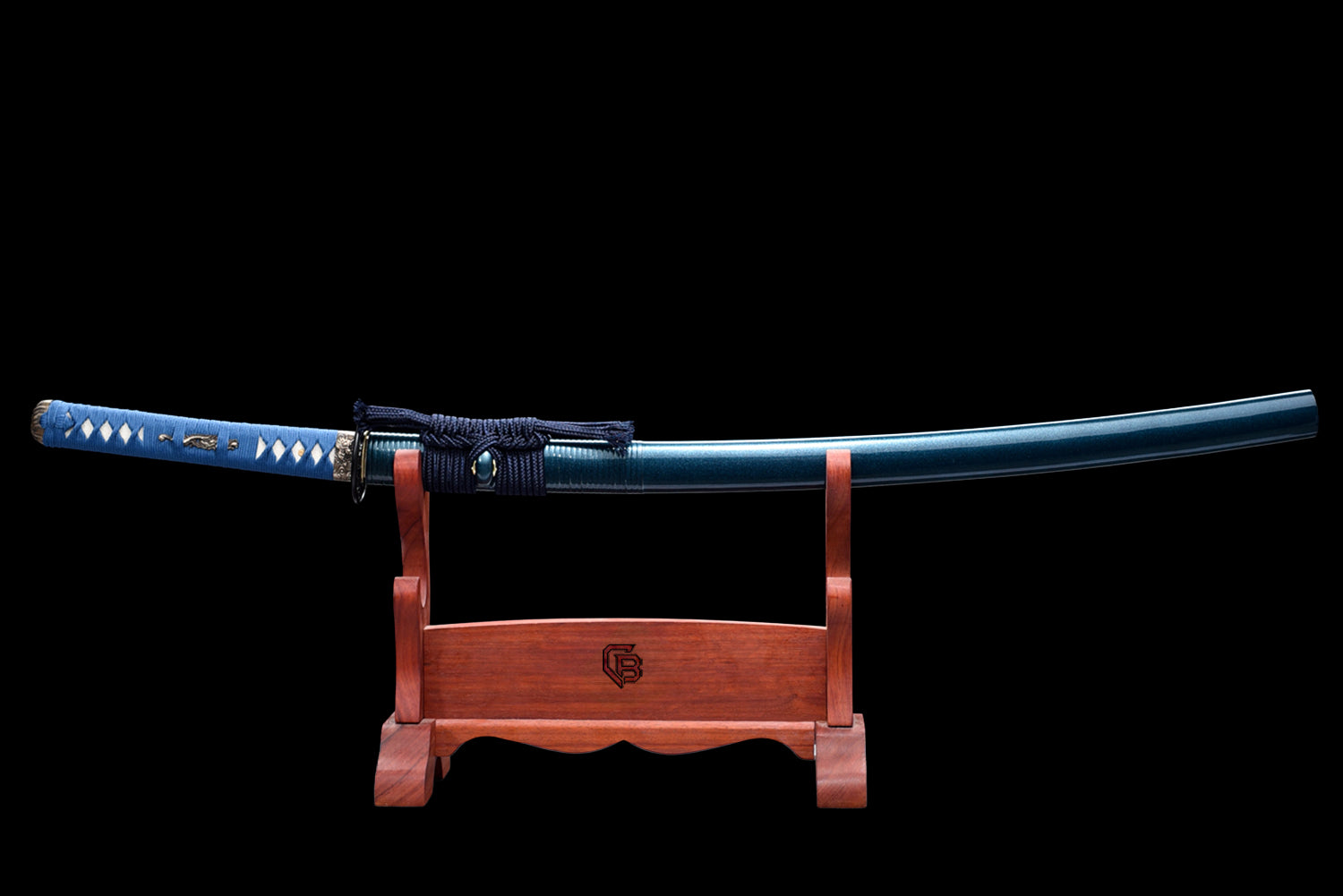 Cold Blood Katana – Blå & Röd Klinga I T10 Stål