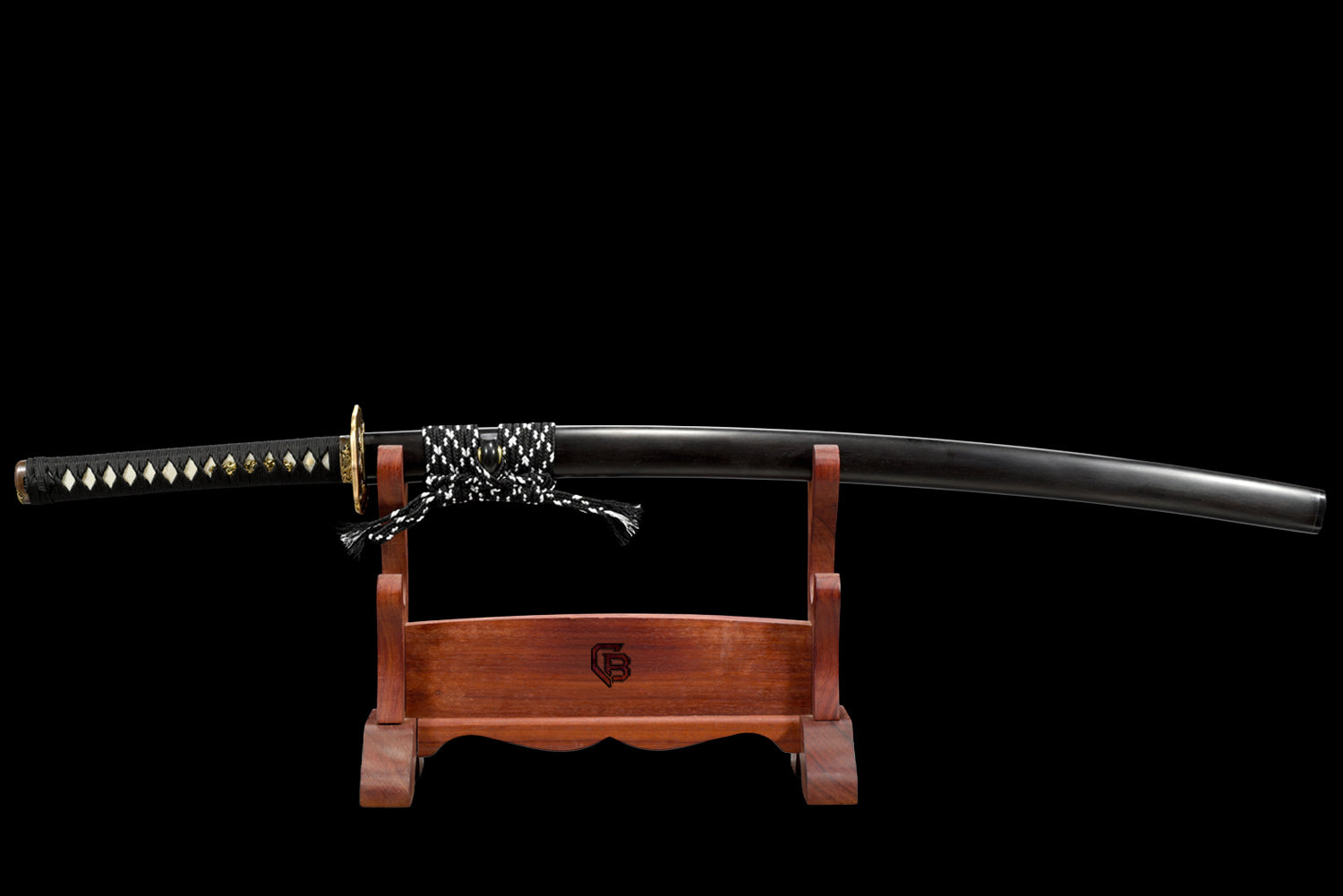 Obsidian Edge Katana – T10 Steel with Hitatsura Hamon - Imported Ebony Saya