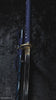 Cinematic showcase of the Voltage Katana by Ghost Blades - handmade samurai sword in T10 steel with genuine hamon, blue-orange saya and dragonfly-themed fittings symbolizing speed, energy and precision.