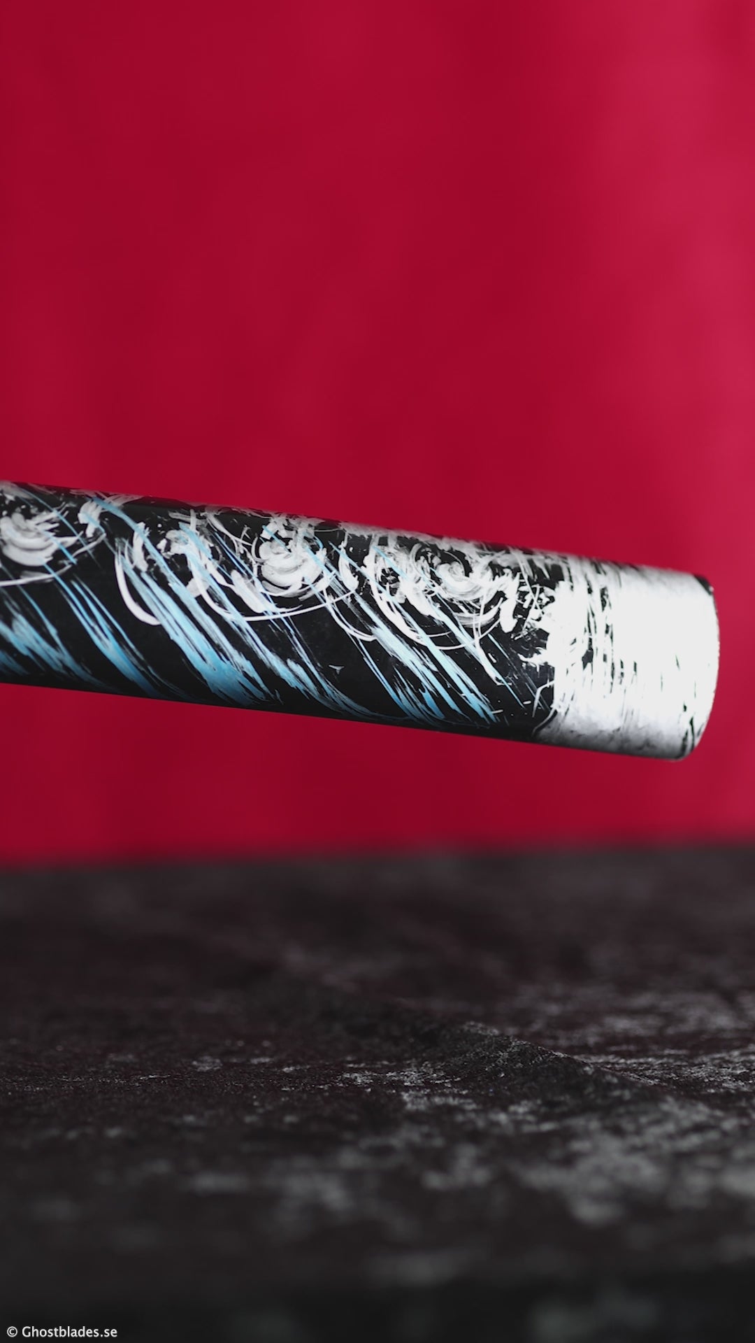 Cinematic showcase of the Azure Storm Katana by Ghost Blades - handmade samurai sword in T10 steel with real hamon, ocean-blue saya and silver detailing inspired by lightning and sky.